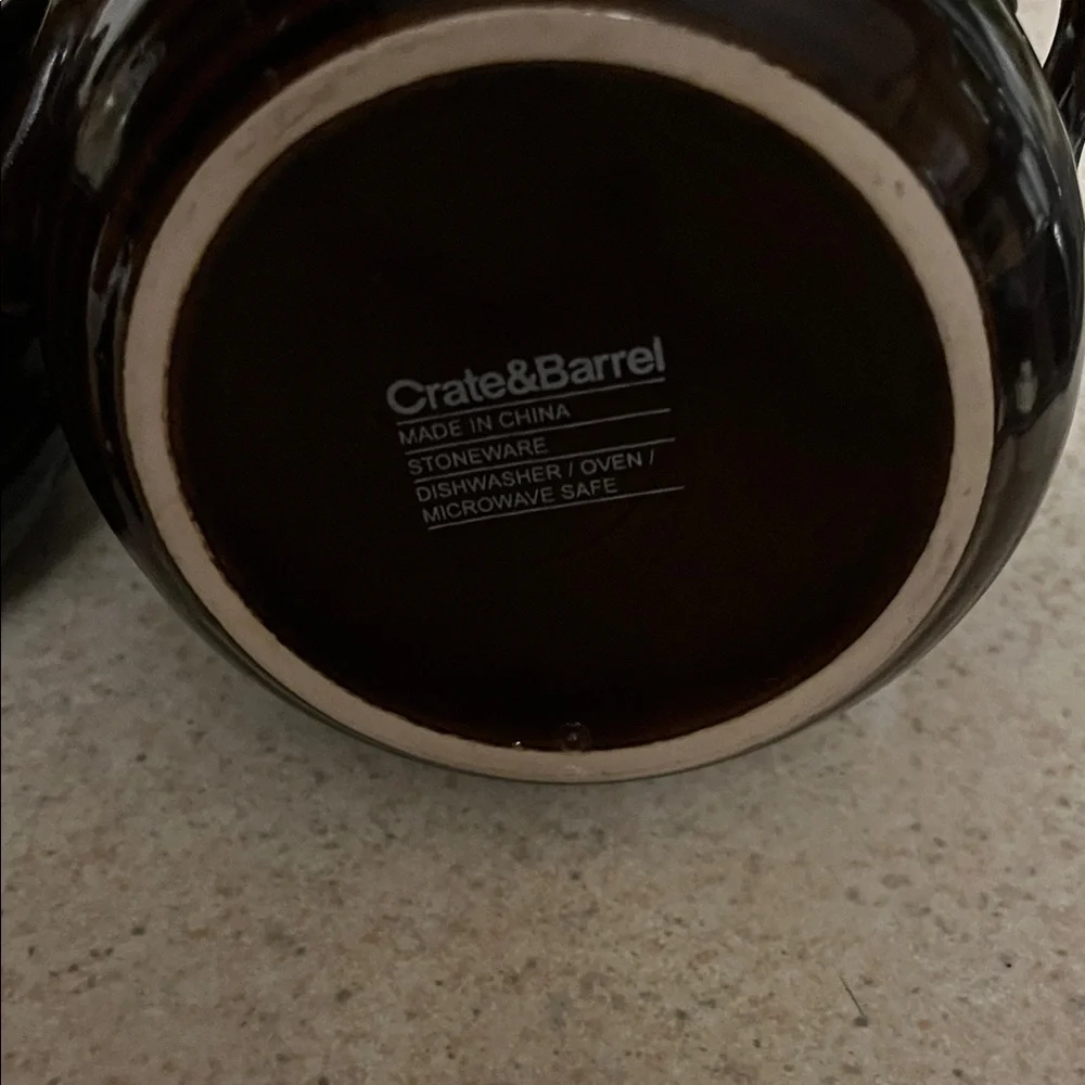 Crate&Barrel Dark Brown Ceramic Bowls with Handles